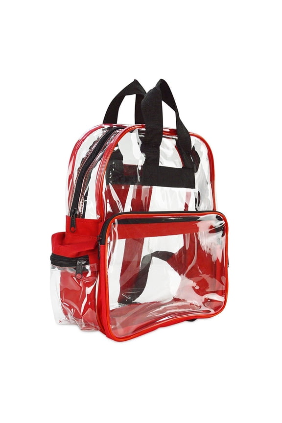 Clear Backpack Camping Hiking Daypacks NFL Sports Events Approved Backpack, Music Events Backpack, Custom Clear CBP School Backpack Transparent Backpacks, Laptop Backpack (Clear - 15") Red/Clear