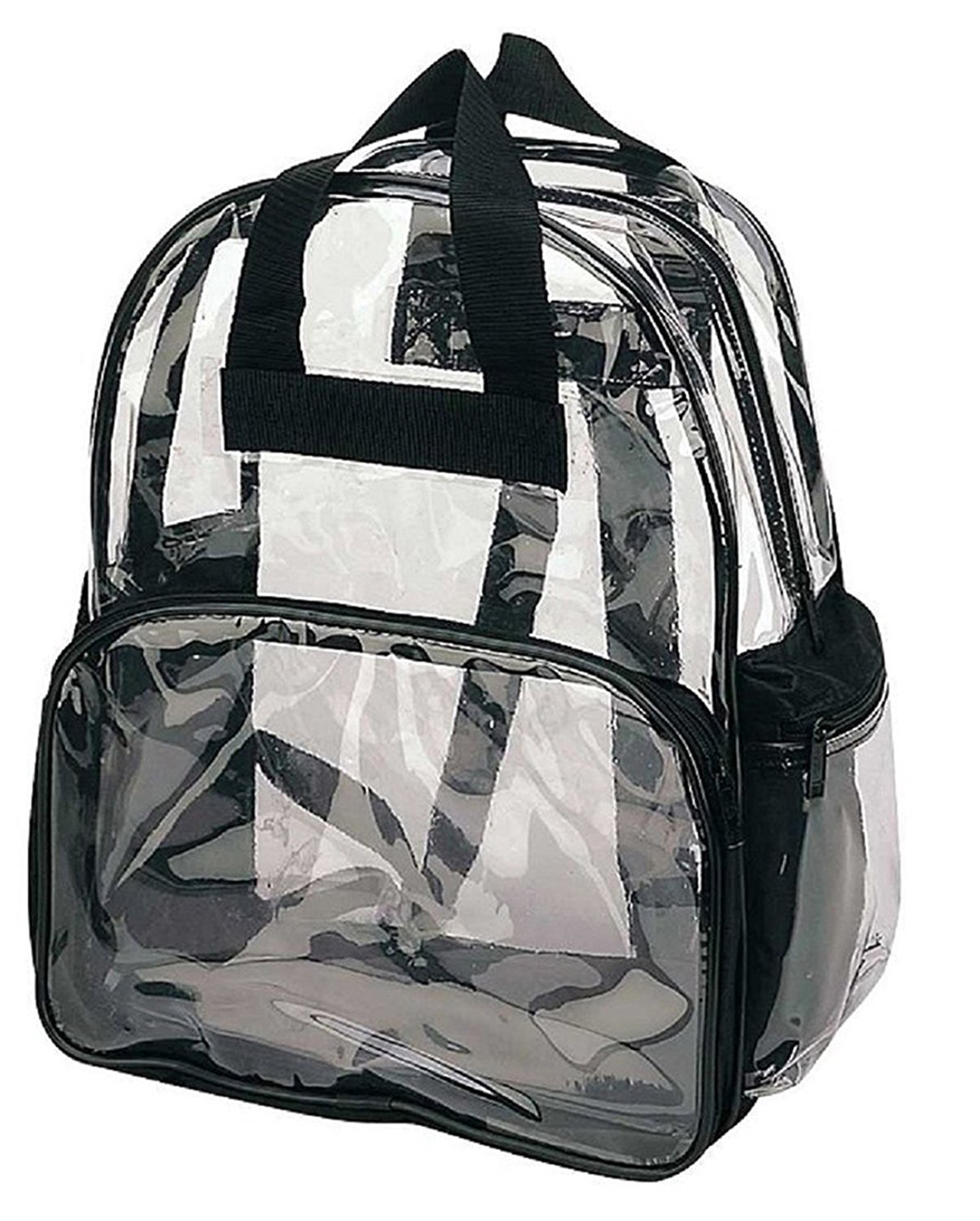 Clear Backpack, Camping Hiking Daypacks, NFL Sports Events Approved Backpack, Music Events Backpack, Custom Clear CBP Backpack Transparent Backpacks (Clear - 14") Black/Clear - image 1 of 4