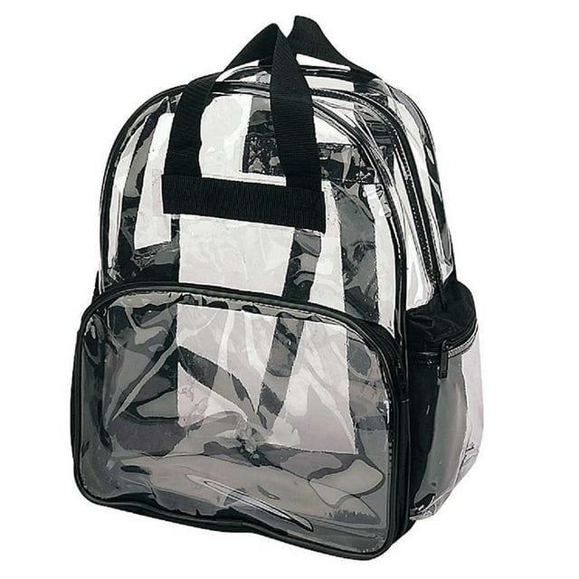 Clear Backpack, Camping Hiking Daypacks, NFL Sports Events Approved Backpack, Music Events Backpack, Custom Clear CBP Backpack Transparent Backpacks (Clear - 14") Black/Clear
