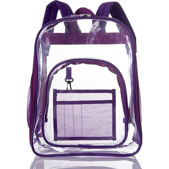 Clear Backpack (Clear/Black) Heavy Duty PVC Transparent Backpack with Reinforced Strap for College