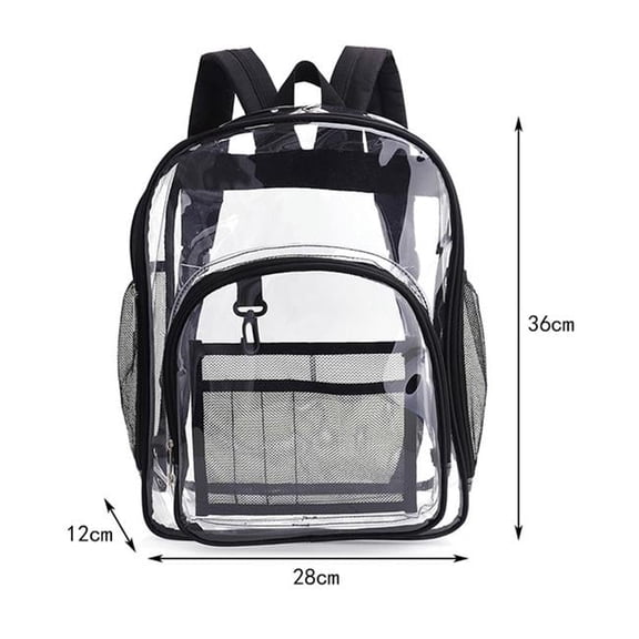 Clear Backpack (Clear/Black) Heavy Duty PVC Transparent Backpack with Reinforced Strap for College