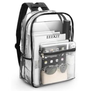 Clear Backpack, EEEkit Waterproof Transparent Backpack with Reinforced Strap, See Through Bookbag for Stadium,Travel, School