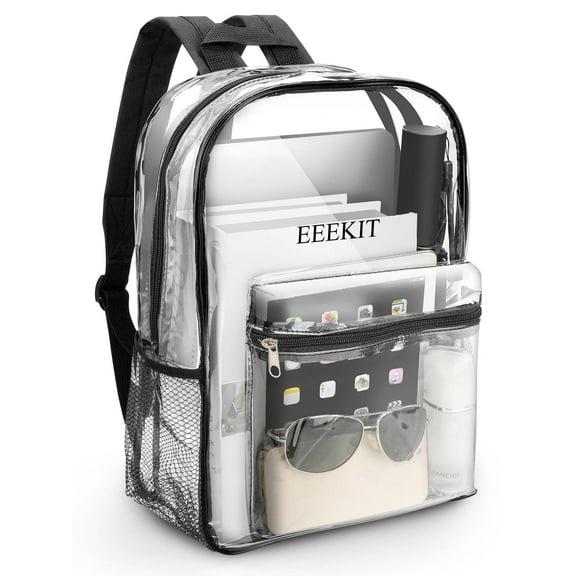 Clear Backpack, EEEkit Waterproof Transparent Backpack with Reinforced Strap, See Through Bookbag for Stadium,Travel, School