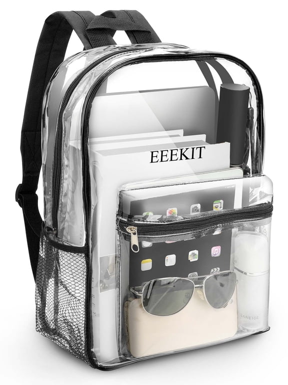 Clear Backpack, EEEkit Waterproof Transparent Backpack with Reinforced Strap, See Through Bookbag for Stadium,Travel, School