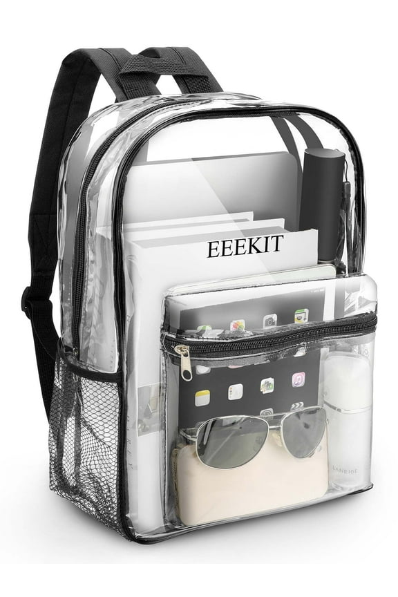 Clear Backpack, EEEkit Waterproof Transparent Backpack with Reinforced Strap, See Through Bookbag for Stadium,Travel, School