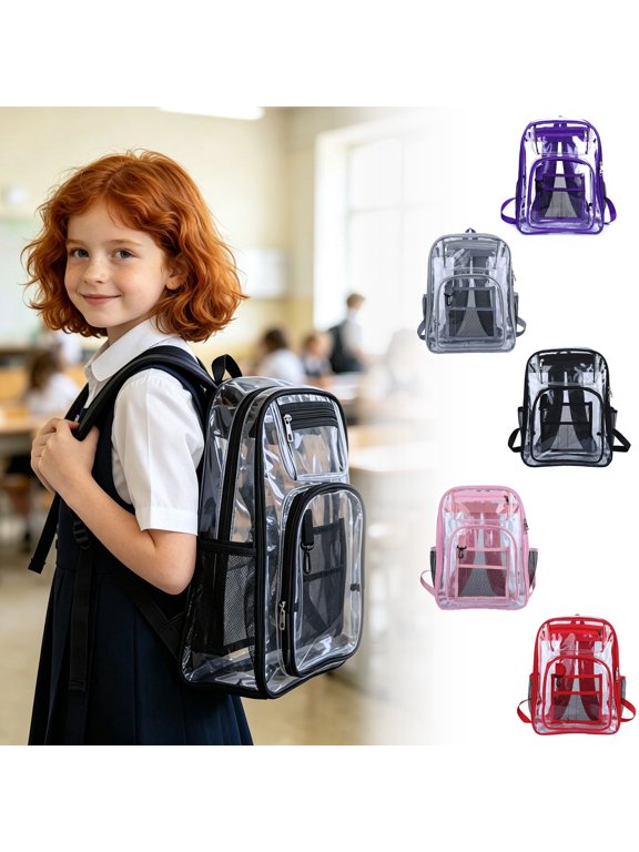 Clear Backpack For School Transparent Front Panel Backpack Lightweight Easy Visibility Front Load Daypack For Daily School Use