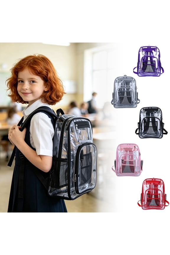 Clear Backpack For School Transparent Front Panel Backpack Lightweight Easy Visibility Front Load Daypack For Daily School Use