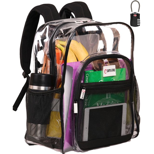 Clear Backpack For Work and School XL (32 L) TSA Lock 2WAY Zip