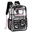 thumbnail image 1 of Clear Backpack for Girls Kids Elementary Bookbags Transparent Stadium Approved Travel Daypack See Through Middle College School Bag Large Laptop Backpack for Women Teens Students (Black), 1 of 7