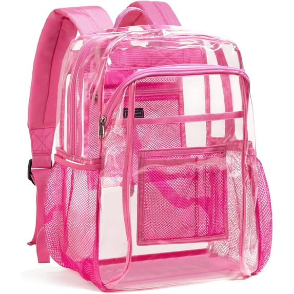 Clear Backpack Heavy Duty - Clear Book Bag with Multi-pockets Large See Through Backpack for College Workplace - Black