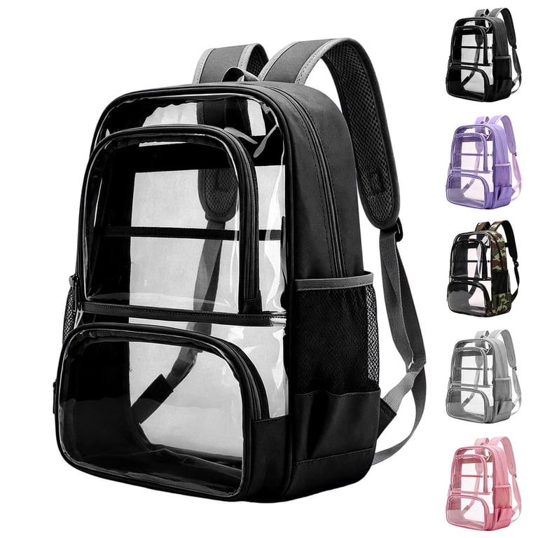 Clear Backpack Heavy Duty Large Multi-Pocket See-Through PVC School Concert Blue Heavy Duty Clear Backpack Large See Through Transparent  main image 4