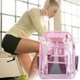 thumbnail image 1 of Clear Backpack, Heavy Duty PVC Transparent Backpack with Reinforced Straps, See Through Multiple Pockets Large Capacity Bookbag for Concert Sport Event Work Security Travel Festival (Pink), 1 of 3