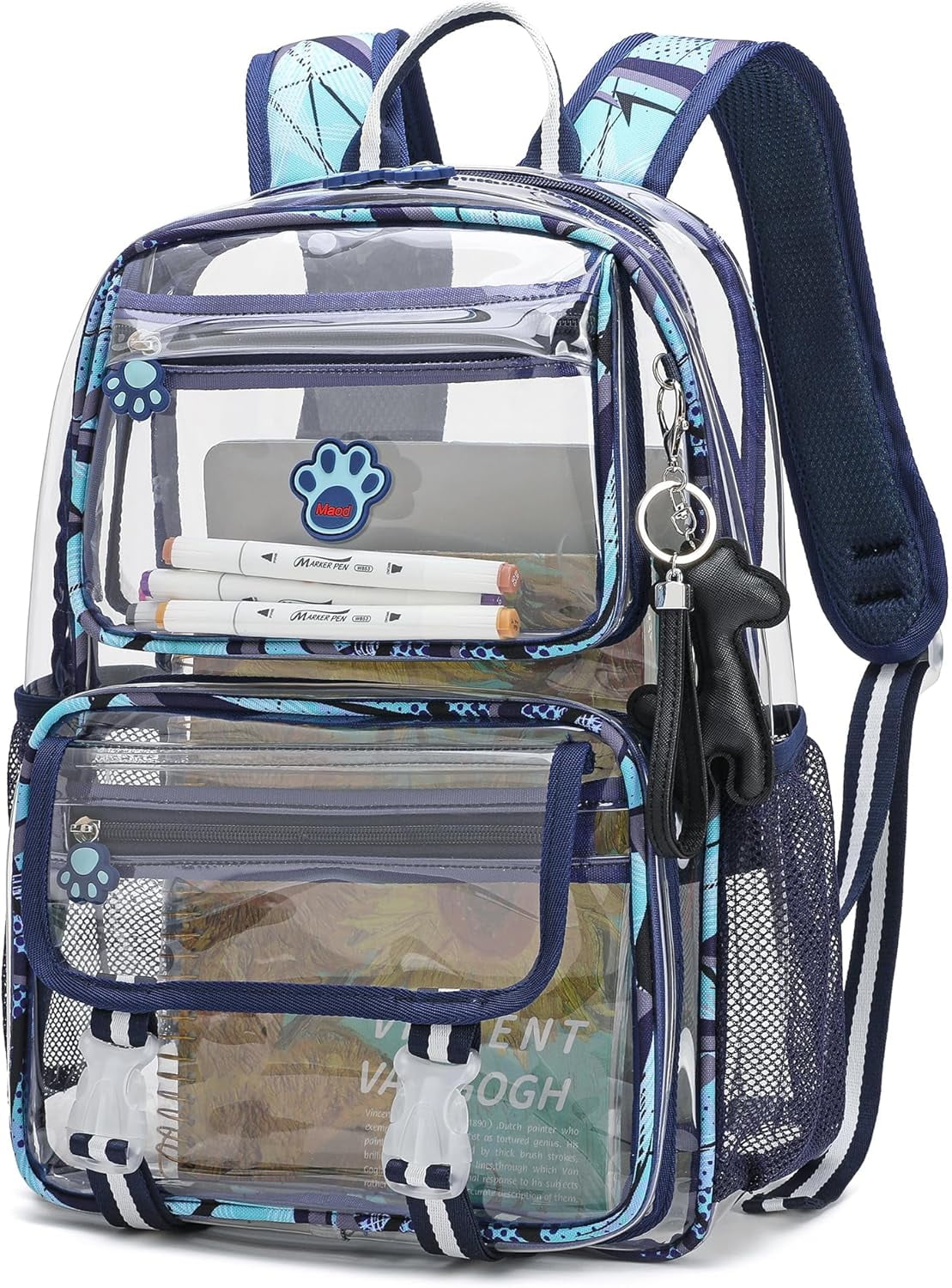 Clear Backpack Heavy Duty PVC Transparent Backpack Stadium approved with Reinforced Strap School Bookbag Blue Walmart Business Supplies