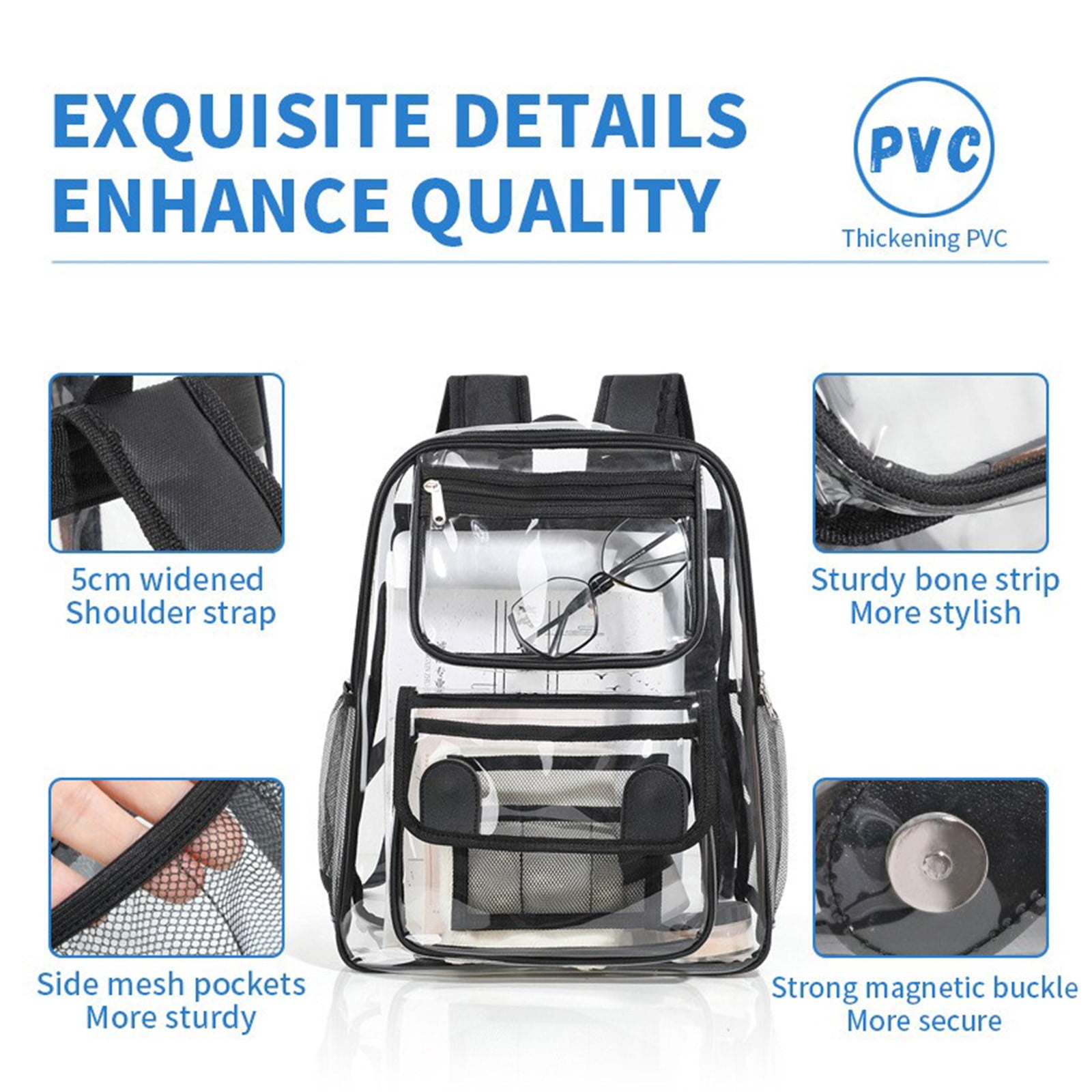 Backpack Visible Clear Backpack - Heavy Duty PVC Transparent See Through Backpack for ...