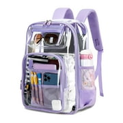 LOGUUG Clear Backpack Heavy Duty TPU See Through School Backpack,Purple
