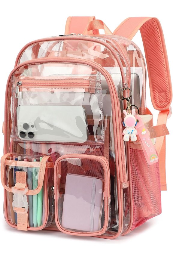 Clear Backpack Heavy Duty Transparent Backpacks Stadium Approved for School Work Travel ()