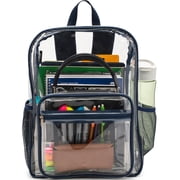 JPACK Clear Backpack   Heavy Duty Transparent Bookbag for Adults and Teens | School, Work, Travel, Stadiums Navy Blue