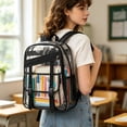 thumbnail image 1 of Clear Backpack, Heavy Duty Transparent PVC Backpack with Padded Straps, Stadium Approved See Through Bookbag for Travel, Work, and Daily Commute, 1 of 6
