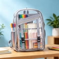thumbnail image 1 of Clear Backpack, Heavy Duty Transparent PVC Backpack with Padded Straps, Stadium Approved See Through Bookbag for Travel, Work, and Daily Commute, 1 of 6