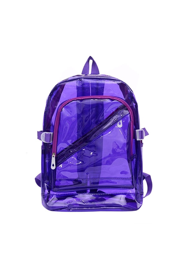 Clear Backpack Heavy Duty Transparent Waterproof PVC Jelly Backpack for School Students Travel Stadium Approved Candy Color Fluorescent See Through Bookbag