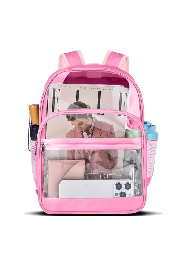 Clear Backpack -Large Capacity Black Transparent Bookbag for School, Beach, Sports & Work | Durable Waterproof Design, Lightweight & Spacious 15" Backpack for All Ages