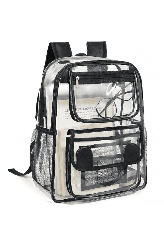 Clear School Backpack Heavy Duty PVC Transparent Material and Ruggedly Reinforced Shoulder Straps