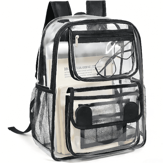 TRANSLINK Clear School Backpack Heavy Duty PVC Transparent Material and Ruggedly Reinforced Shoulder Straps