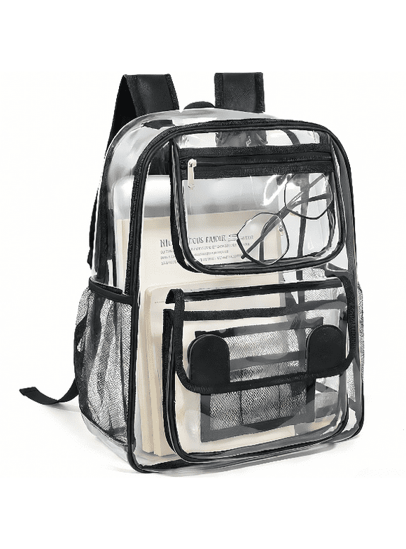 Clear  School Backpack Heavy Duty PVC Transparent Material and Ruggedly Reinforced Shoulder Straps