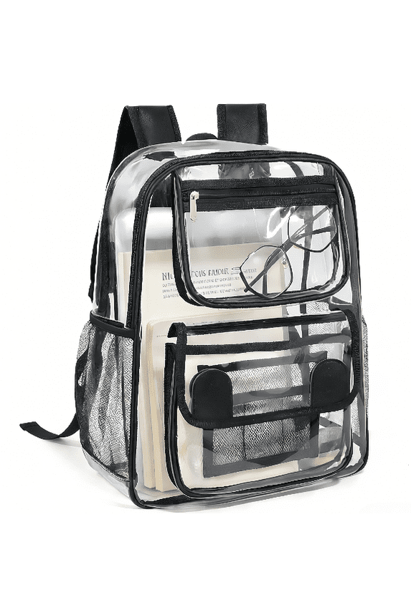 Clear School Backpack Heavy Duty PVC Transparent Material and Ruggedly Reinforced Shoulder Straps