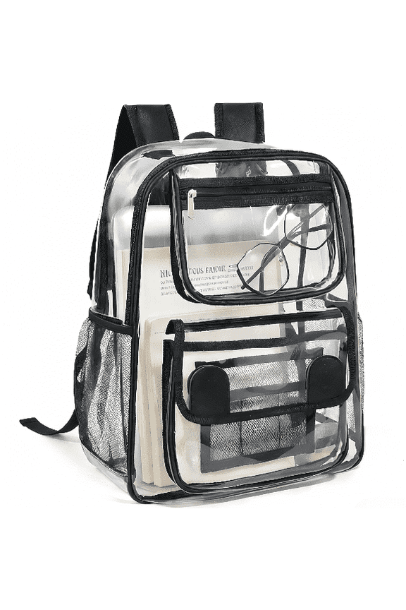 Clear School Backpack Heavy Duty PVC Transparent Material and Ruggedly Reinforced Shoulder Straps