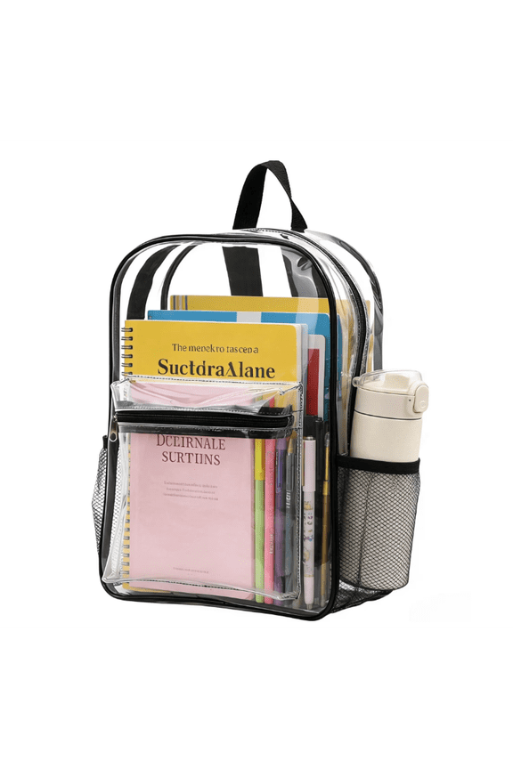 Heavy Duty Clear Backpack Stadium Approved Transparent PVC Bookbag with Reinforced Straps for School Workplace Travel Security Festival