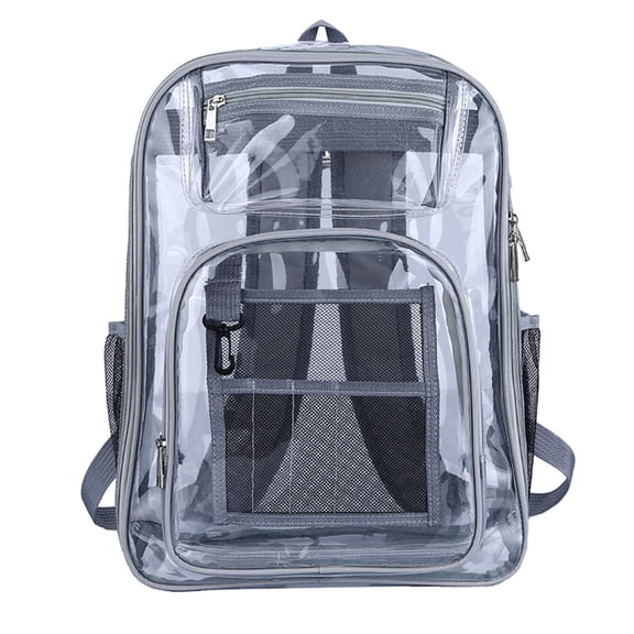 Clear Backpack Made of Durable PVC with Large Capacity and Ergonomic Spine Support for Students to Use for School Security and Social Gatherings Gray