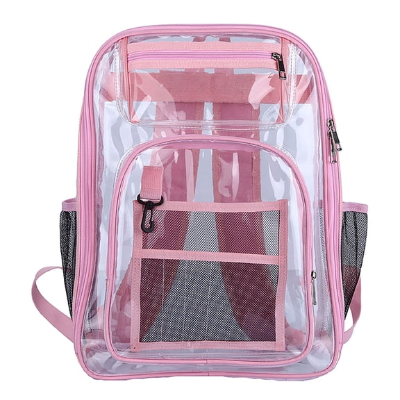 Clear Backpack Made of Durable PVC with Large Capacity and Ergonomic Spine Support for Students to Use for School Security and Social Gatherings Pink
