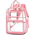 thumbnail image 1 of SANMADROLA Clear Backpack School Backpacks- Large Capacity Waterproof bookbag for School Work Travel,Pink, 1 of 7