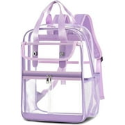 SANMADROLA Clear Backpack School Backpacks- Large Capacity Waterproof bookbag for School Work Travel,Purple