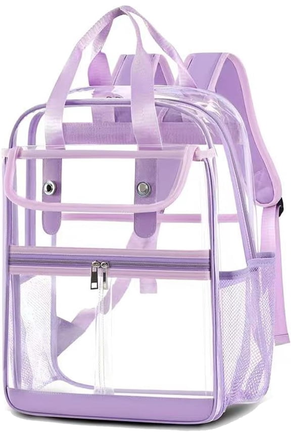 Clear Backpack School Backpacks- Large Capacity Waterproof bookbag for School Work Travel,Purple