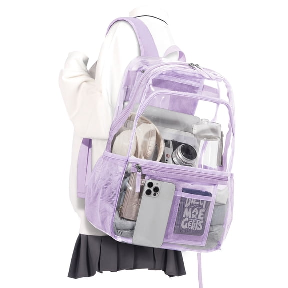 Clear Backpack for School Women Men, Heavy Duty Transparent See Through Backpack, Waterproof Clear Bookbag for Teens, College Students Plastic Backpacks for Stadium Events