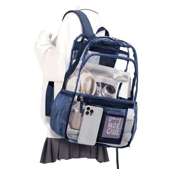 Clear Backpack for Women Men, Heavy Duty Transparent See Through Backpack, Waterproof Clear bookbag, Plastic Backpacks for School,Stadium Events,Travel,Festival,Work,Concert