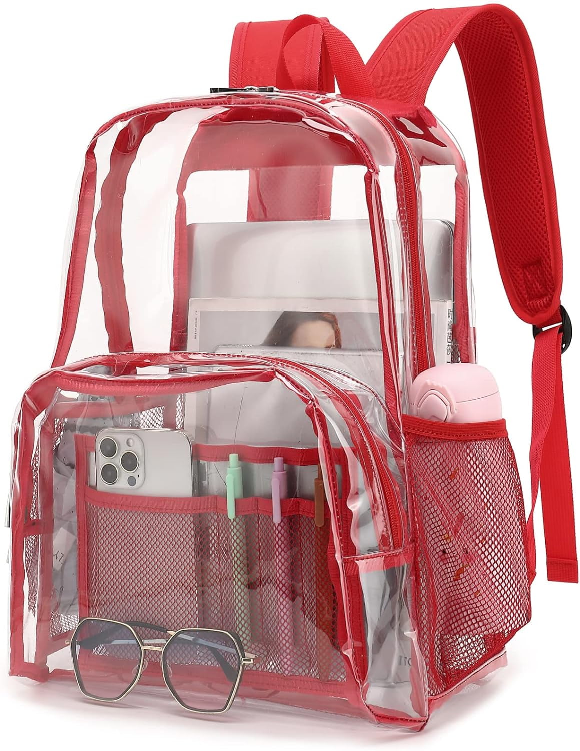 Clear Backpack School Bag Bookbag, Heavy Duty PVC Plastic Transparent