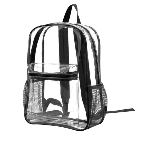 Clear Backpack for School Heavy Duty PVC Water-Resistant Transparent Backpack with Reinforced Strap Stitches & Large Capacity for College Workplace, Clear Bag for Stadium Events Clear Bookbag