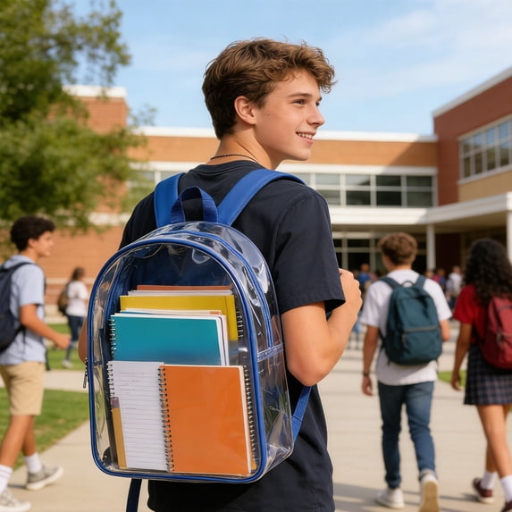 Clear Backpack for School and Stadium , PVC Transparent Bookbag with Large Capacity for A4 Books and 13 Inch Laptop, Waterproof Student Bag for Concerts, Sports Events, Travel