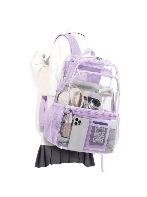 Clear Backpack for School Women Men, Heavy Duty Transparent See Through Backpack, Waterproof Clear Bookbag for Teens, College Students Plastic Backpacks for Stadium Events