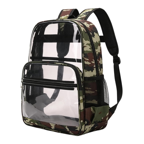Clear Backpack Stadium Approved 16.1×12.2×6.6 with Reinforced and Wider Shoulder Straps, Large Clear Bag for Stadium Events, Schools, Concerts, Work, Festivals(Camouflage)