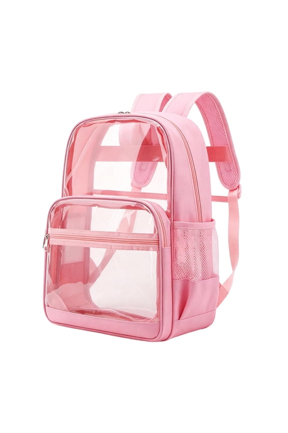 Clear Backpack Stadium Approved 16.1×12.2×6.6 with Reinforced and Wider Shoulder Straps, Large Clear Bag for Stadium Events, Schools, Concerts, Work, Festivals(Red)