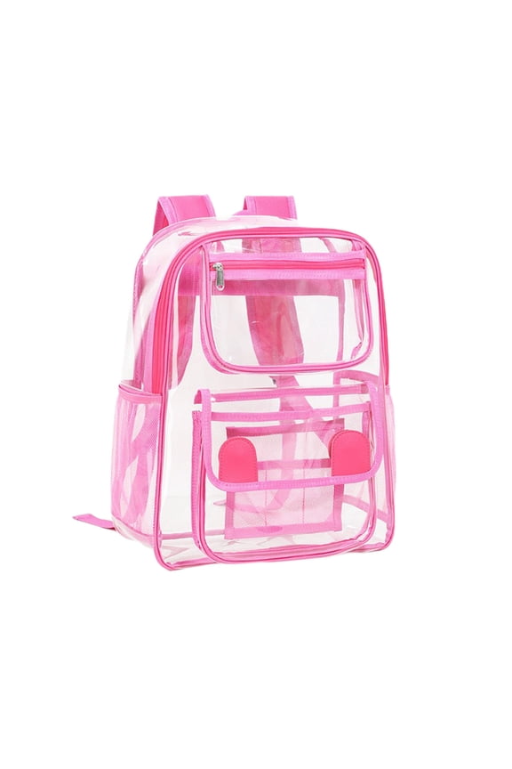 Clear Backpack, Stadium Approved Backpack, Mini Transparent Drawstring Bag with Adjustable Straps, Heavy Duty Vinyl Material, Water Resistant and Reinforced Double Stitching, Extra Zipper Pocket