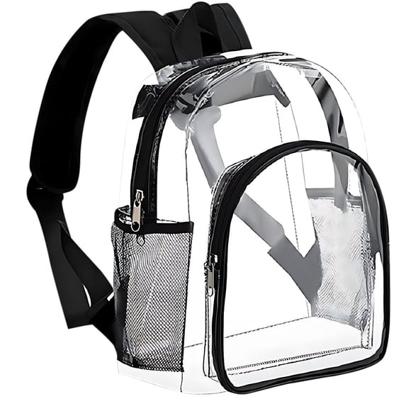 Clear Backpack for Stadium Approved Events, Multi Pocket Transparent Vinyl Bag with Mesh Bottle Holders, for Concerts Football Festivals Beach, Topliu