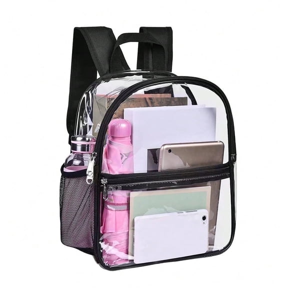 Clear Backpack for Stadium, Small Transparent Backpack and Water-Resistant for Any Event Sport, Black