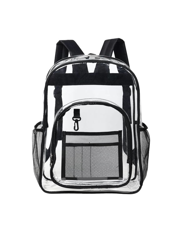 Clear PVC Backpack, Heavy Duty Transparent See Through Bag for School Work Travel Security