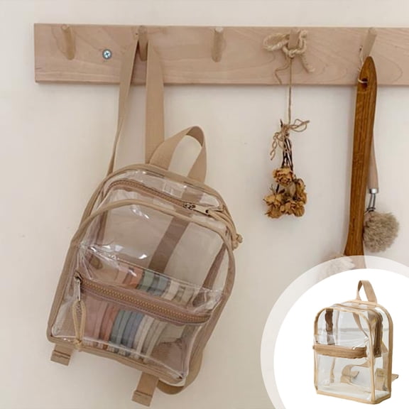 Clear Backpack, Wuztai Transparent Crystal Donation Backpack, Large Capacity PVC Travel Bag for School Concerts Security Check, Khaki