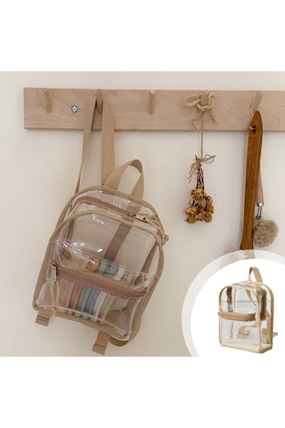 Clear Backpack, Wuztai Transparent Crystal Donation Backpack, Large Capacity PVC Travel Bag for School Concerts Security Check, Khaki
